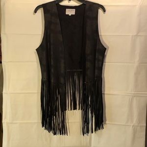 Black fringed vest